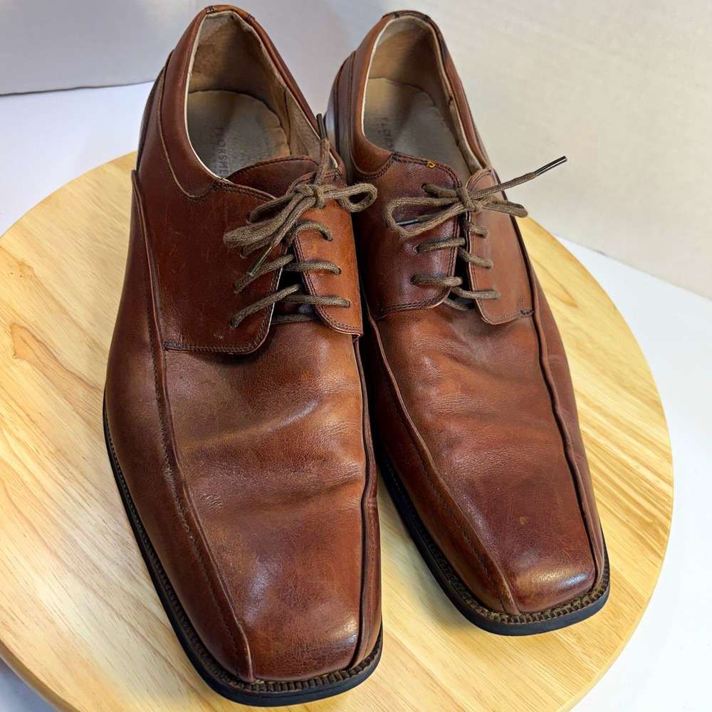 Florsheim 11256-200 Brown Leather Derby Square Toe Lace Up Men's 13 D